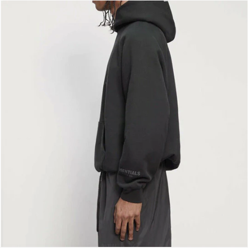 FEAR OF GOD FOG ESSENTIALS Pull Over Hoodie - Black (Reflective Sleeve Logo) (SS20)